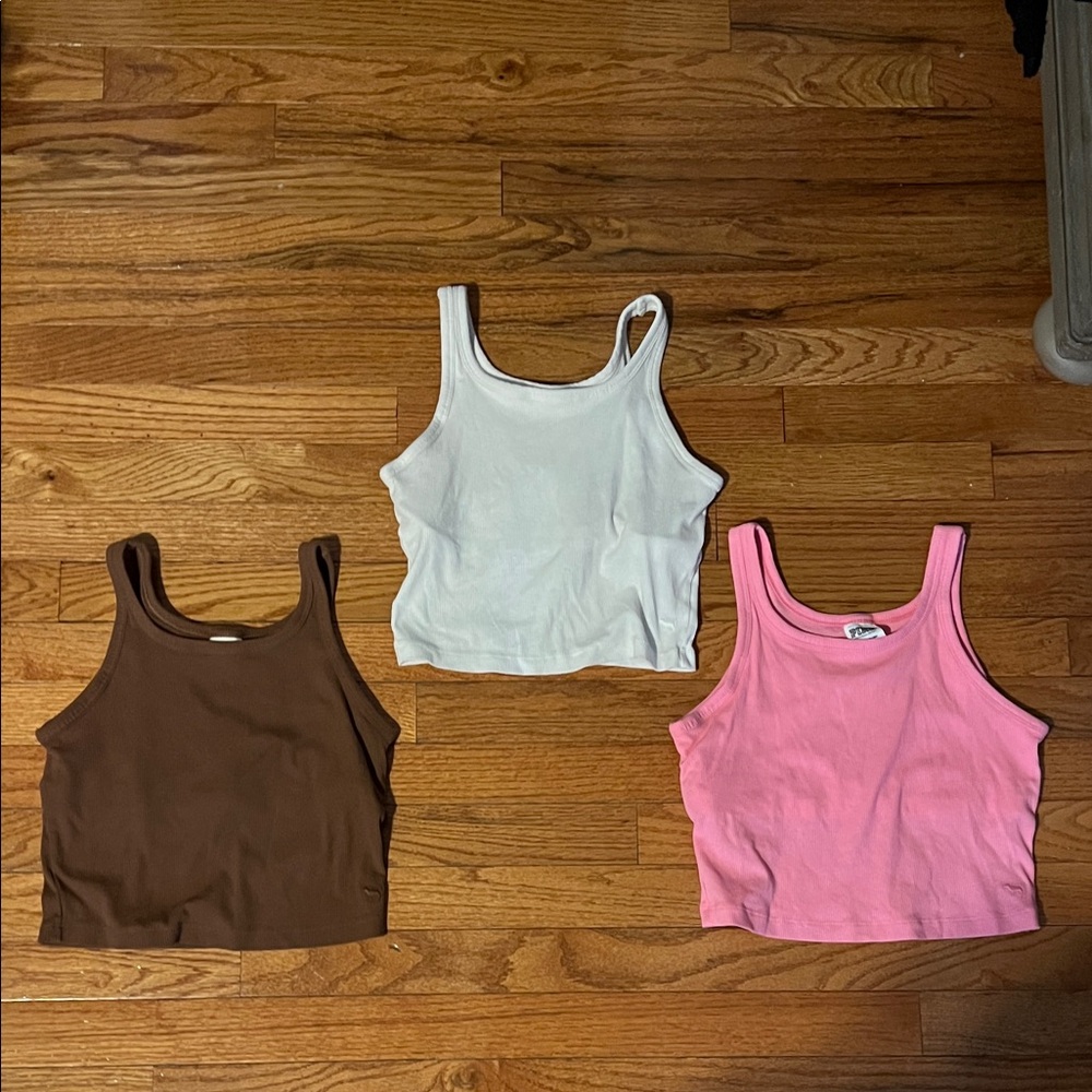 PINK Tank Tops - White, Pink, Brown